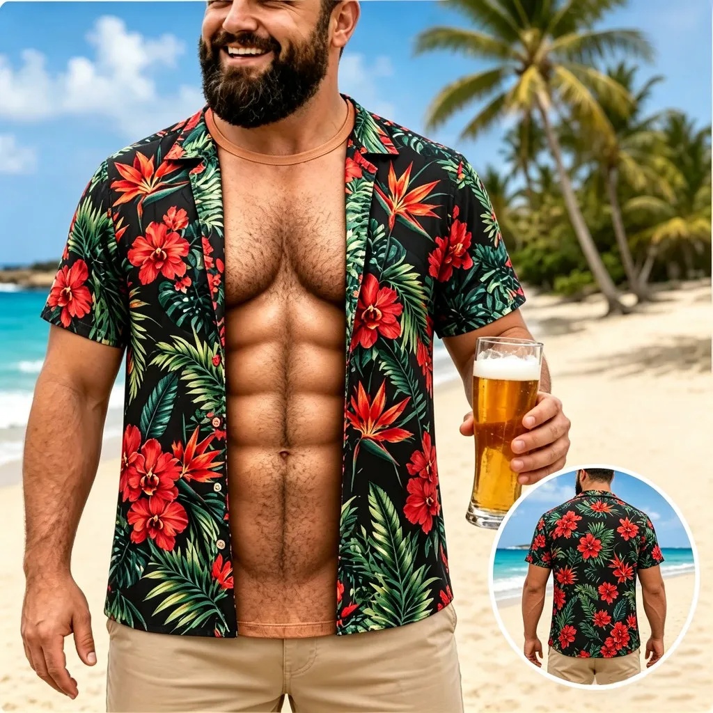 Vintage Hawaiian Floral Shirt - Nuova Camicia Hawaiana da Uomo a