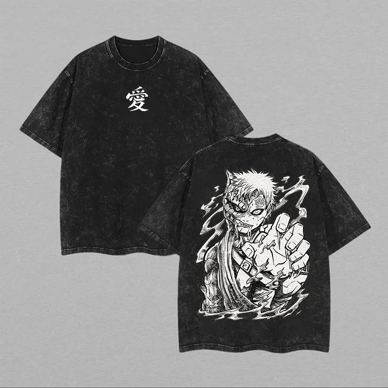 Acid Wash Vintage Graphic T Shirt - T-Shirt Naruto Gaara Love Shukaku Vintage