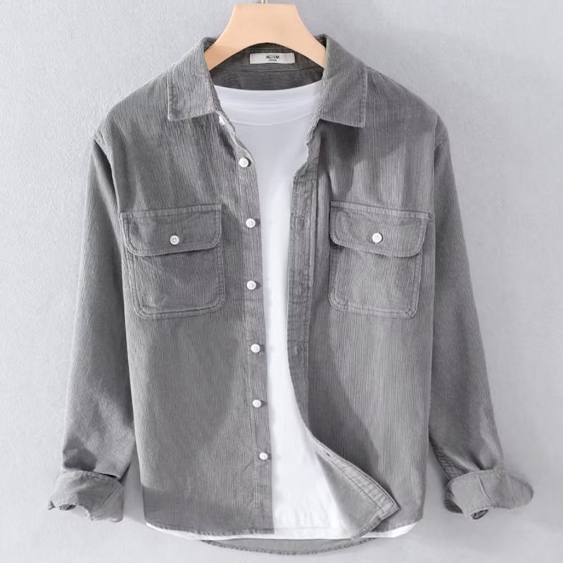 Corduroy Button Up Shirt Men - Camicia da uomo in velluto a