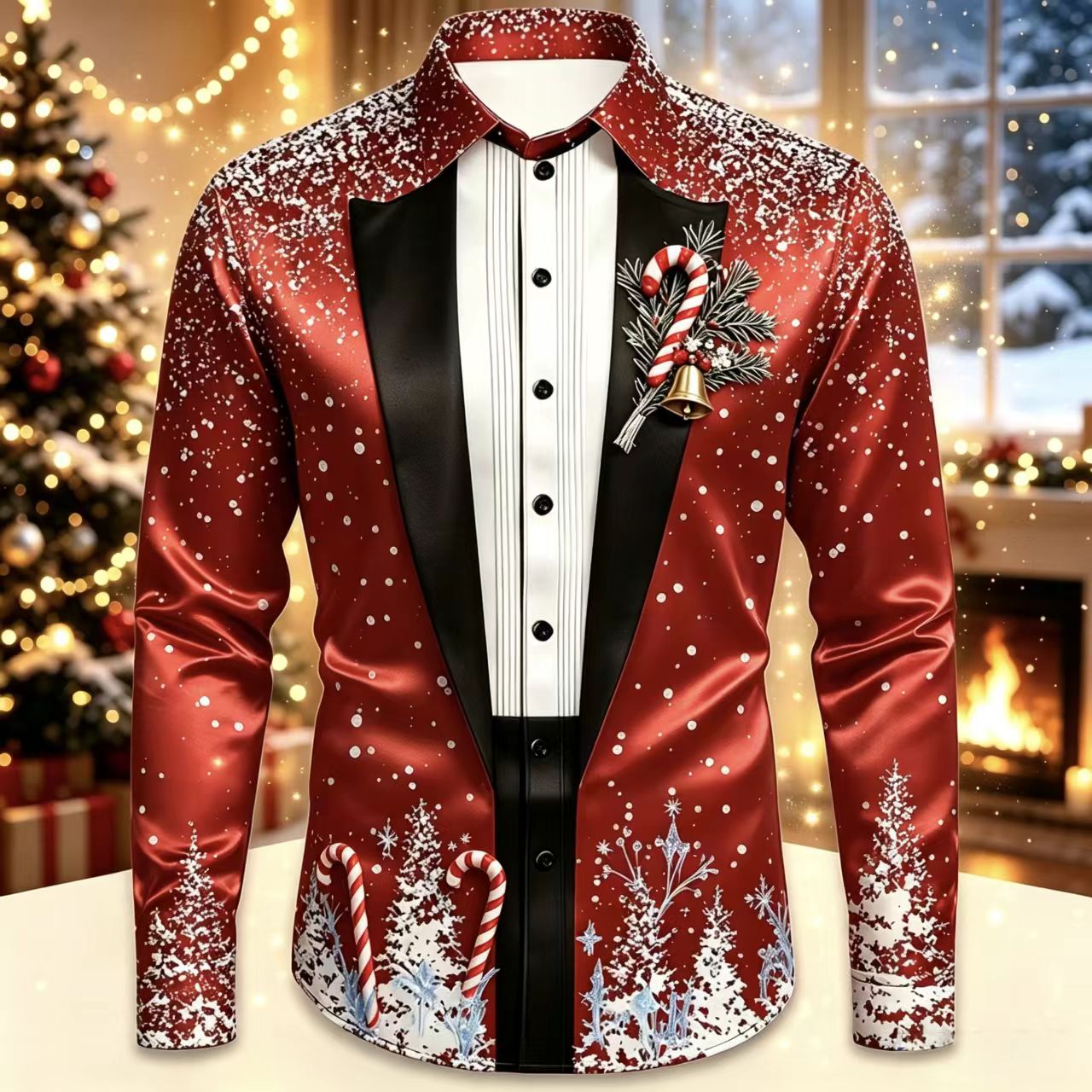 Men Christmas Satin Long Sleev - Mens Satin Silk Dress Shirt recensione e prezzo
