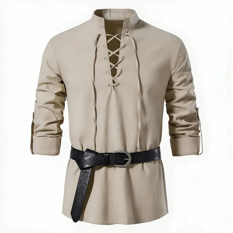 Camicia Medievale Vichinga da  - Medieval Gothic Lace Up Pirate Shirt recensione e prezzo