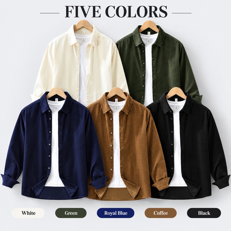 Camicia da uomo in 100% cotone - Corduroy Button Up Shirt Men recensione e prezzo