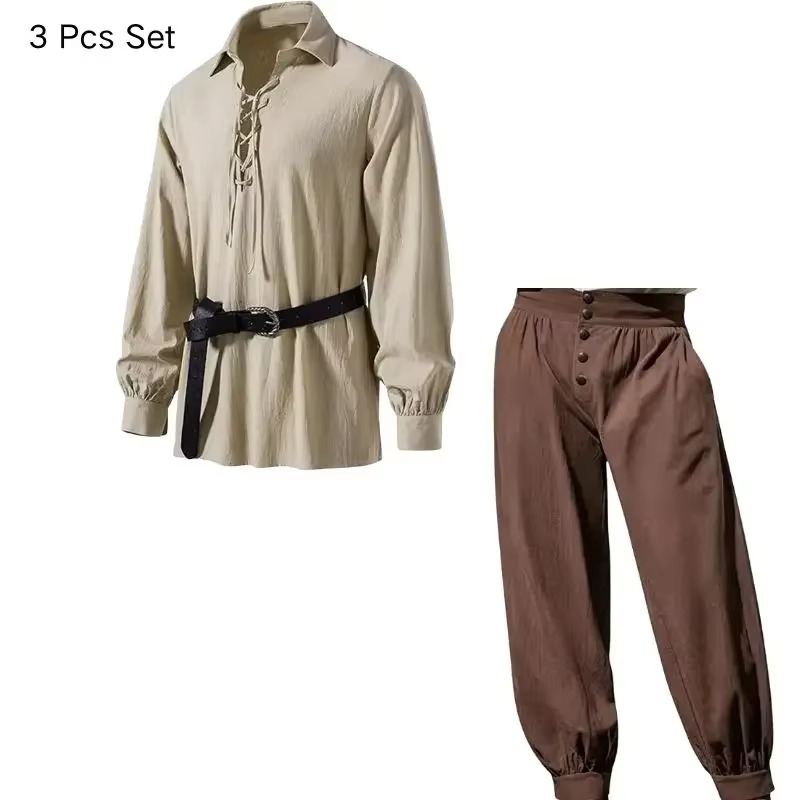 Costume da Cosplay per Hallowe - Medieval Gothic Lace Up Pirate Shirt recensione e prezzo
