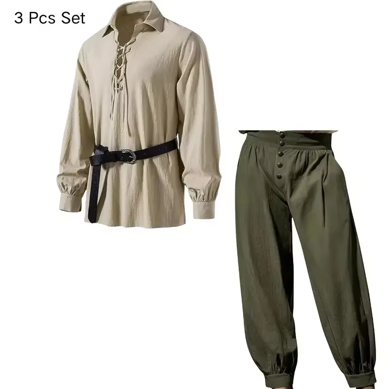 Costume da Cosplay per Hallowe - Medieval Gothic Lace Up Pirate Shirt recensione e prezzo