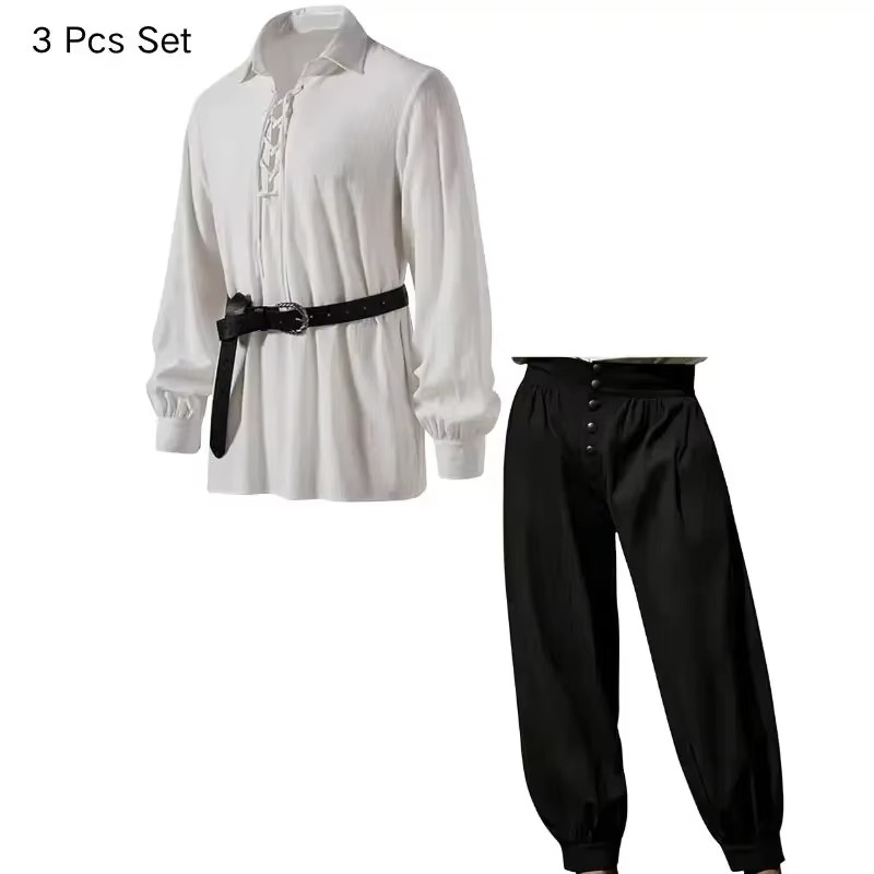 Costume da Cosplay per Hallowe - Medieval Gothic Lace Up Pirate Shirt recensione e prezzo