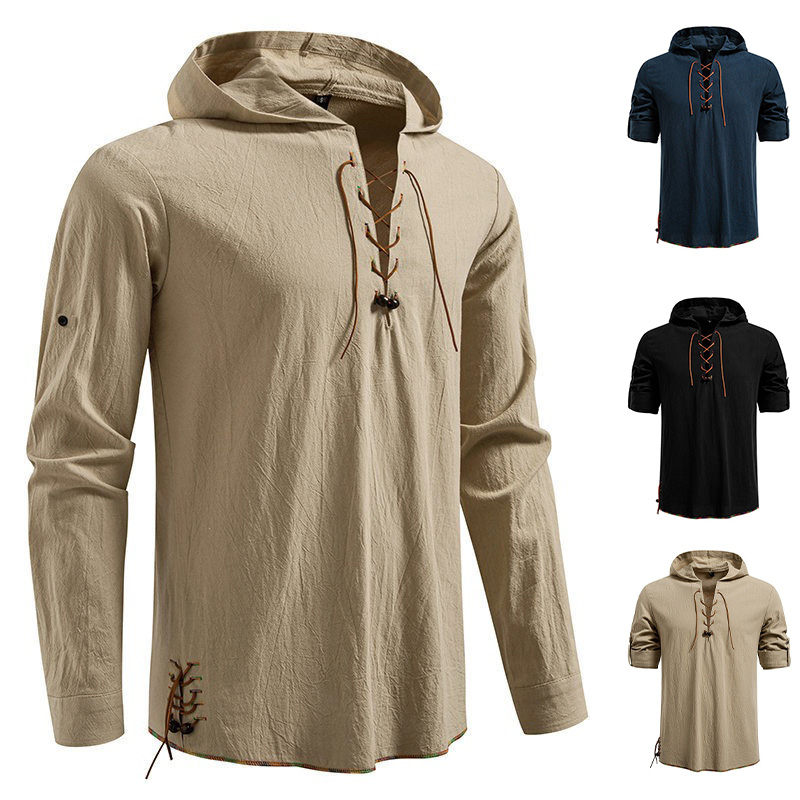 Maglietta a Maniche Lunghe con - Medieval Gothic Lace Up Pirate Shirt recensione e prezzo